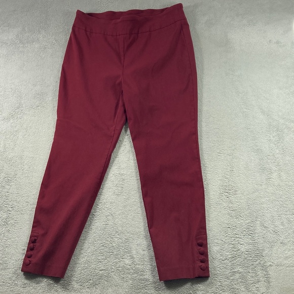 Counterparts Pants - Counterparts Ankle Career Pants Women Size 12 Burgundy Wide Elastic Band